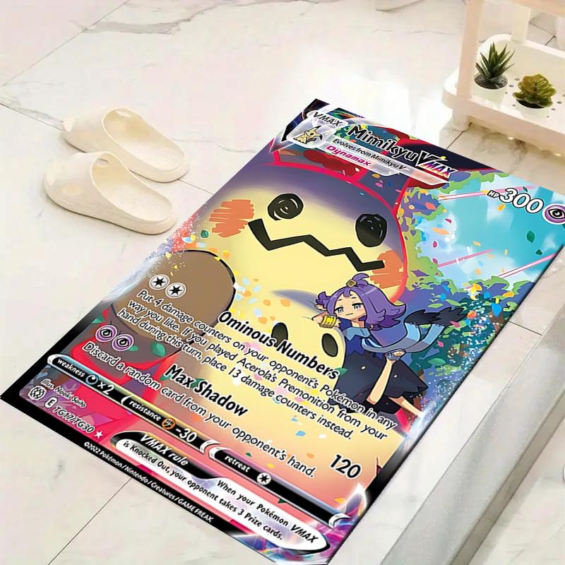1Pc Mimikyu Vstar Card Printed Flannel Rug Soft Non Slip Carpet for Bedroom Living Room Office Floor Outdoor Home Decor Xmas Gift Q1355