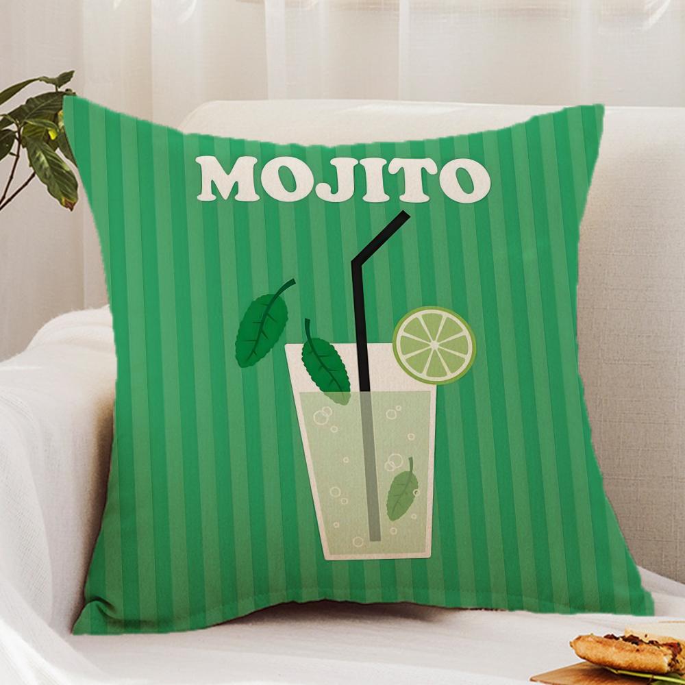 Classic Art Mojito Cocktail Cushion Cover Premium Comfort Reversible Pillow Cover - Dual - Use Design for Home & Car