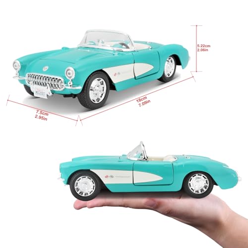 Maisto 1/24 Scale 1957 Chevrolet Corvette Turquoise / Diecast Model Car, Finished Model, 31275 TQ