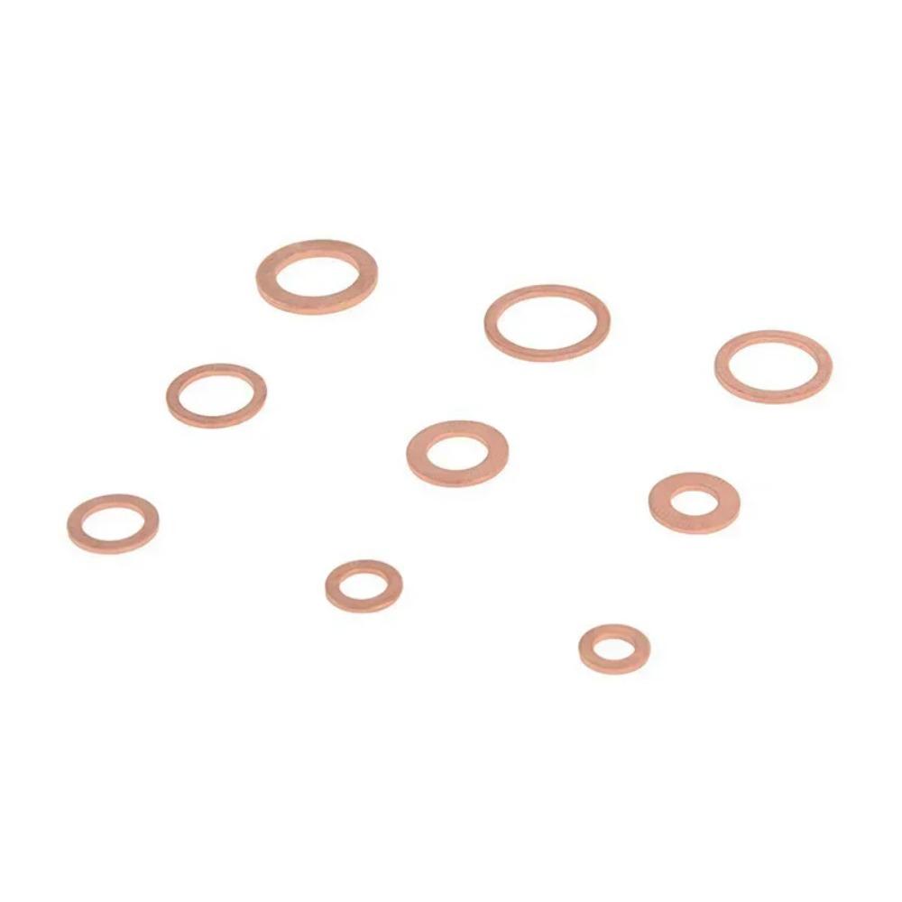 Juego de tuercas y pernos de junta de arandela de cobre, Kit surtido de sellos de anillo plano 50/100/200pcs tapones de sumidero