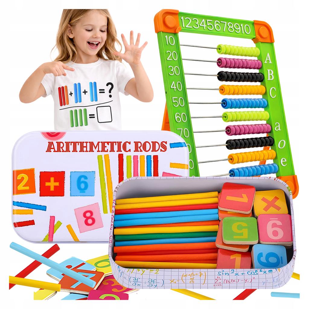 EDUCATIONAL SET Arithmetic sticks for COUNTING can LARGE BACODE