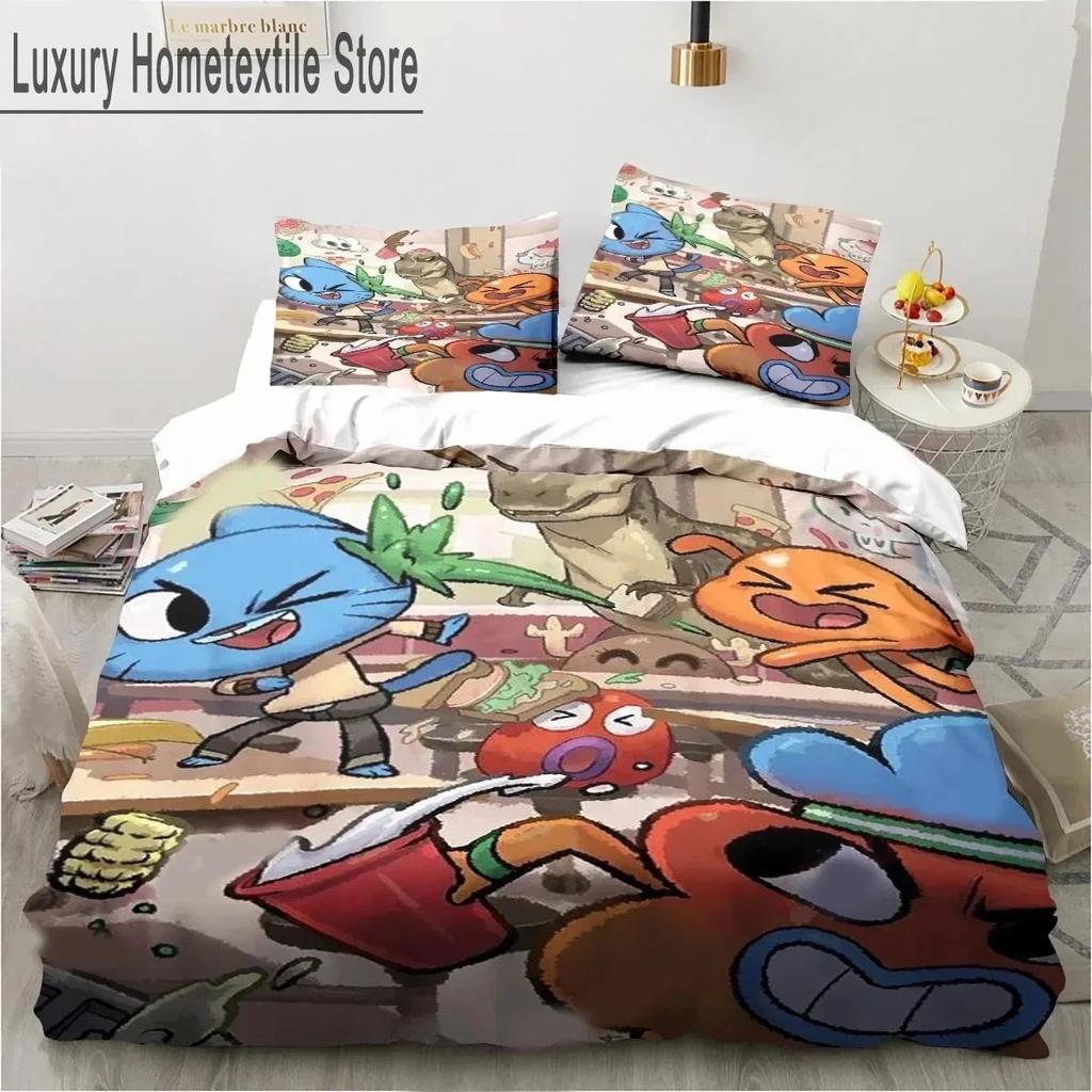 Cartoon The Amazing World Bedding Set Gumball Boys Girls Twin Queen King Size Duvet Cover Pillowcase Bed boys Adult