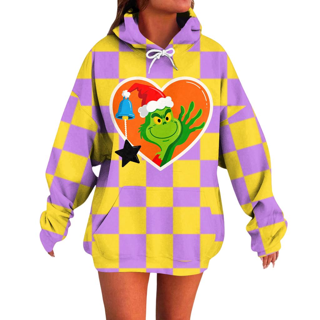 Ladies' Loose Comfortable Casual Fashionable Christmas Print Hooded Sweatshirt