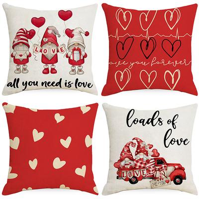 New Valentine's Day Pillow Case Line Print Couple Home Sofa Cushion Living Room Bedroom Pillow Case