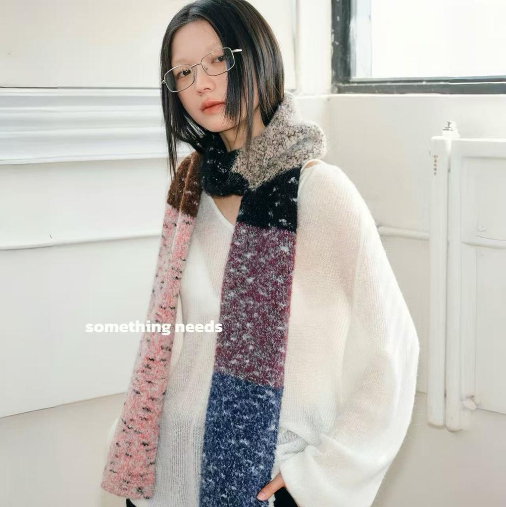 Korean Dopamine Gradient Color Matching Warm Scarf Winter High End Thickened Soft Waxy Knitted Scarf Versatile Shawl