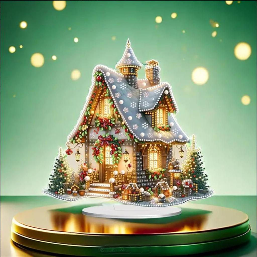 Christmas Village House Desktop Ornament Cute Christmas Figures Buildings Landscape Decor