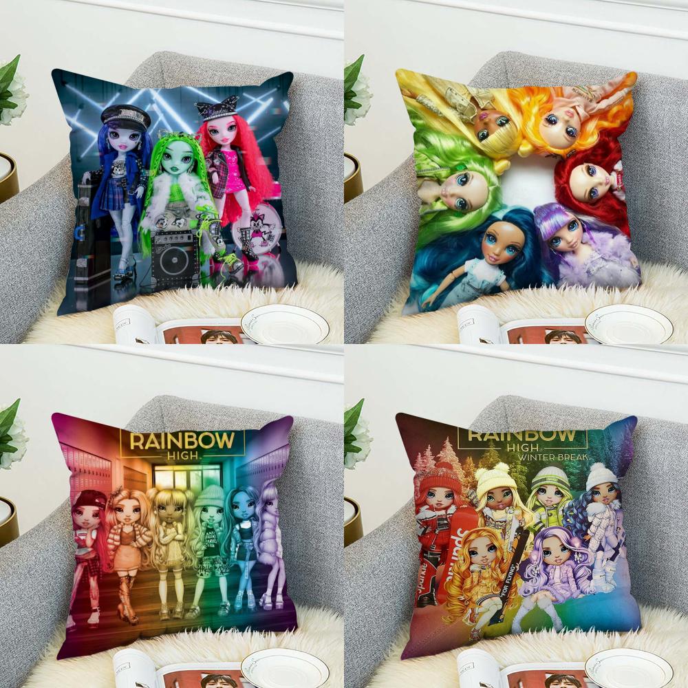 Rainbow High Pillow Case For Car Sofa Decorative Home Doublesided Print Plush Square Throw Pillow Cushion Cover