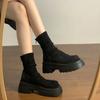 Designer Vintage Women Stretch Modern Boots Fashion Back Zippers Short Booties Ladies Elegant Thick Heel Shoes