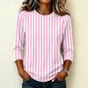 Damen Mode Lässig Bequem Raglanärmel Rundhals Dreiviertelärmel Gestreiftes Muster Pullover T-Shirt Oberteil