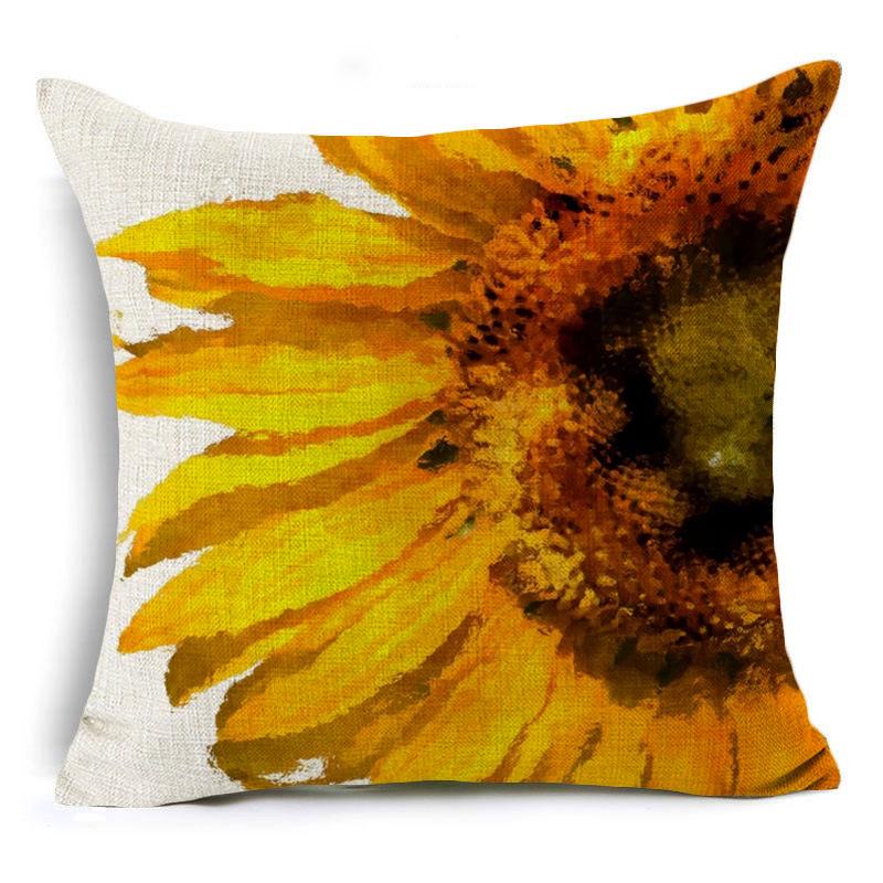 New Sunflower Flower Series Linen Pillowcase Car Home Cushion Pillowcase