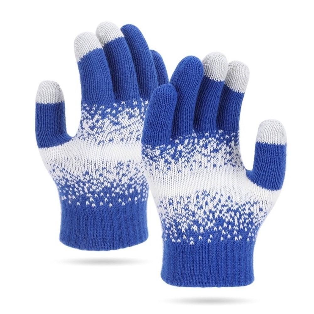 

Full Finger Warm Gloves Knitted Driving Mittens for Outdoor Cycling Skiing синий