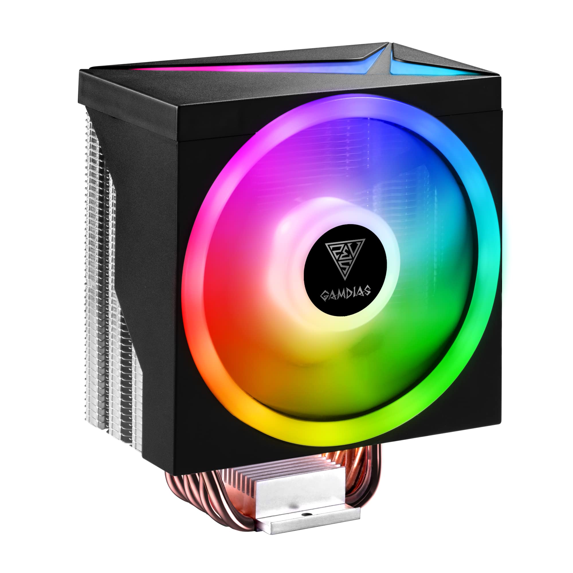 

GAMDIAS BOREAS CPU Cooler CPU Air Cooler CPU Fan Direct Touch Contacts 6 Copper Heat Pipes Dual Ring ARGB Fully Customizable ARGB Lighting Compatible чорний