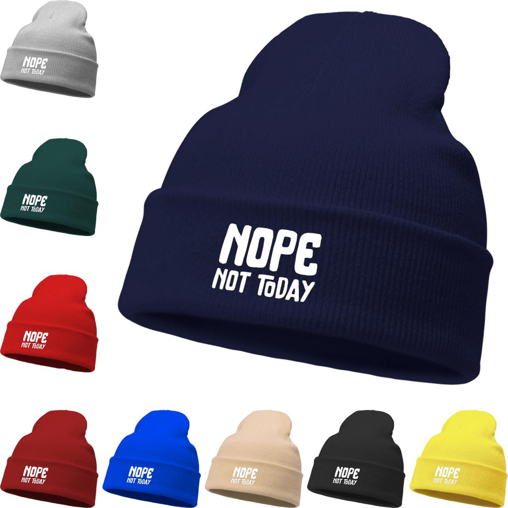 “NOPE Not Today” Print Winter Hats Unisex Warm Hat Beanie Skullcap Autumn Slouchy Knitted Cap Beanie Ideal Choice For Cycling