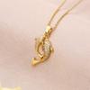 1 Pcs Copper Micro Zirconia Pendant with Stainless Steel Chain Combination Light Luxury Versatile Collarbone Chain