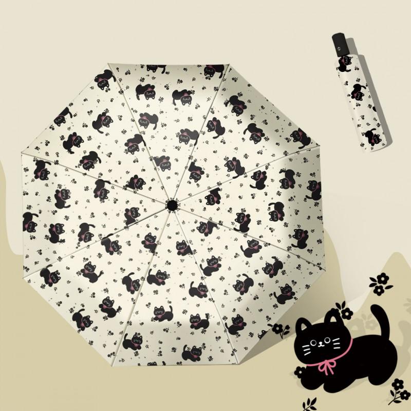 Automatic Manual Folding Umbrella Sun Rain Protection UPF50 Black Coating Cartoon Design 8-Rib Lightweight Adult
