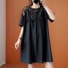 Plus Size Women's Summer Lace Dress Short Sleeve Mesh Patchwork Loose Dresses