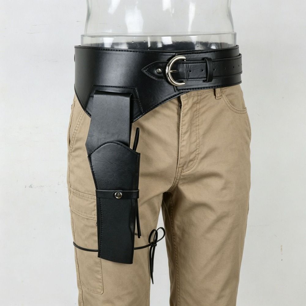 PU Leather Waist Strap Belt Pin-Buckle Adjustable Leg Pouch Leg Hanging Pouch Medieval Costume