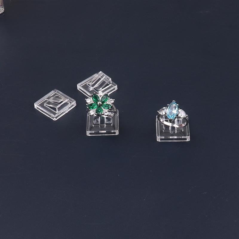 20 STÜCKE Großhandel Klare Kunststoff Ringclip Ring Ausstellungsrequisiten Schmuck Regalständer Halter Quadratisch