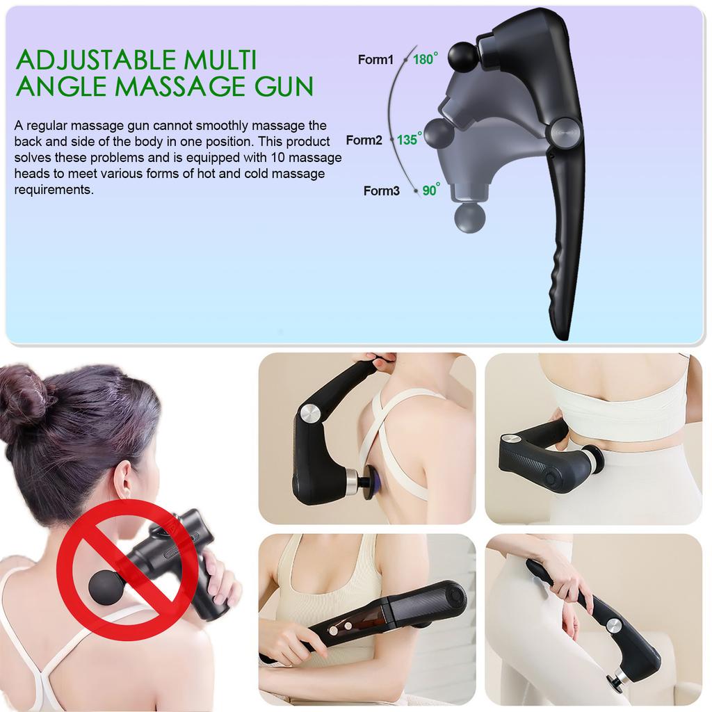 Fascia Massage Gun Shoulder Massager Electric Muscle Massage Machine High Frequency Back Waist Body Massage with Extended Handle