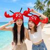 Soft Breathable Cartoon Lobster Plush Hat Funny Look Party Animal Cosplay Hat  Halloween