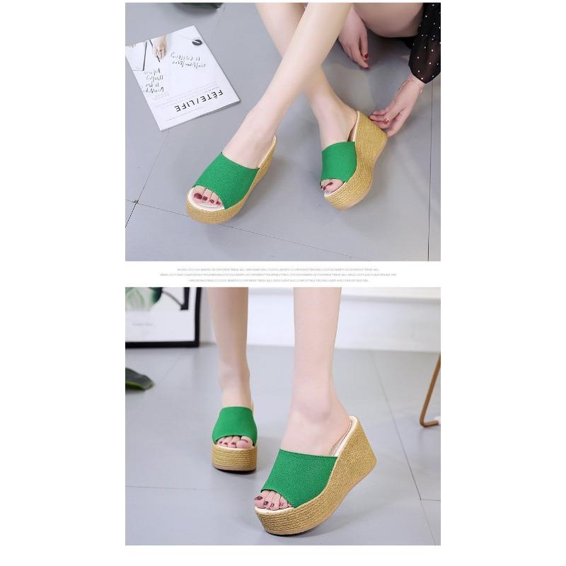 Damen Sommer Muffin mit Plateau-Absatz mit Fischmaul Bequeme Atmungsaktive Flip-Flops Strand Sandalen