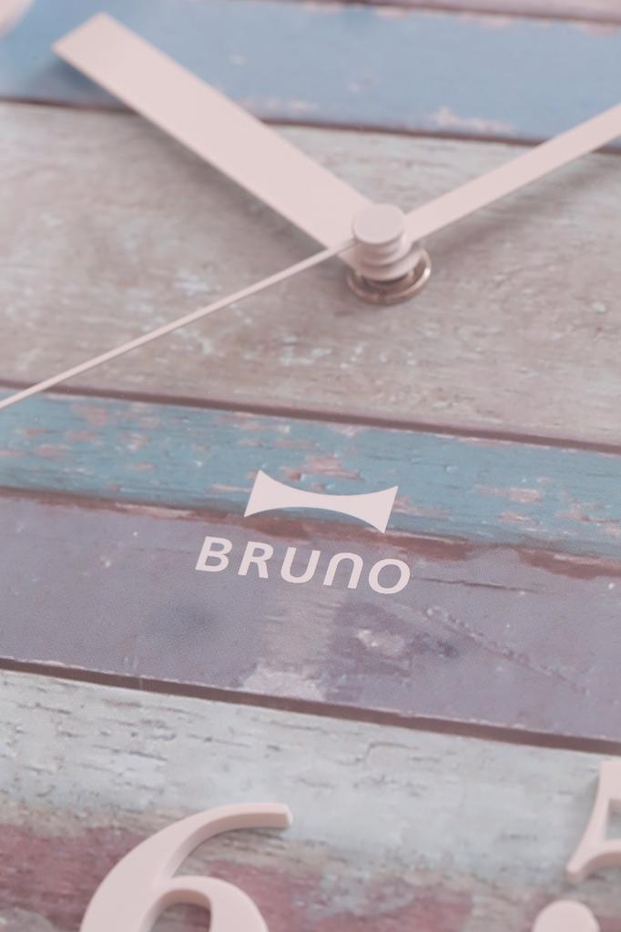 BRUNO Radio-Controlled Vintage Wood Clock, Blue, BCR008-BL