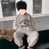 Boys 2024 Spring & Autumn Korean Pullover & Sweatpants Set - Solid Color, Casual & Fashionable