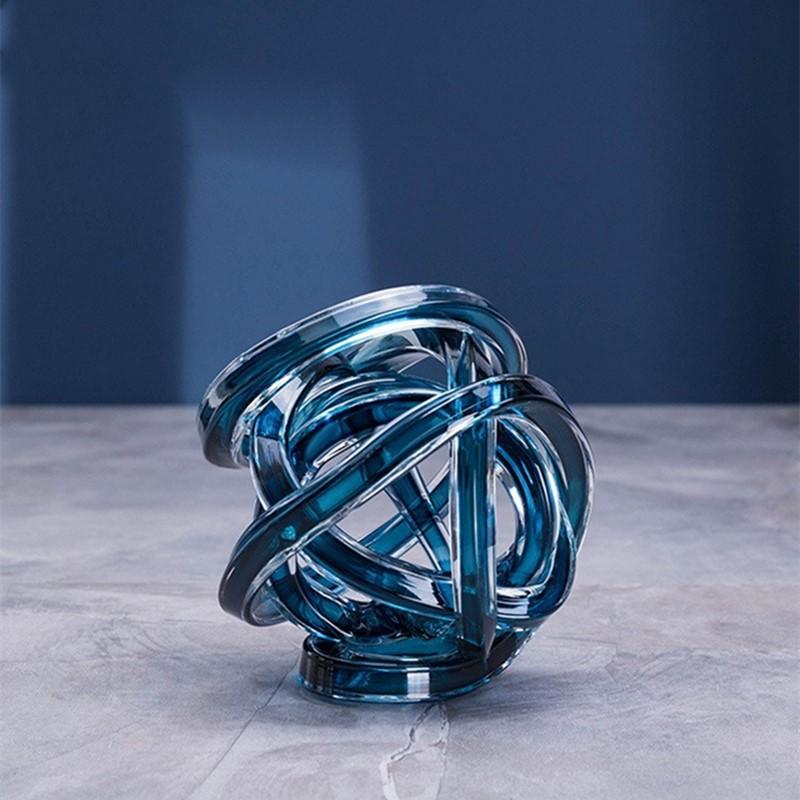 Unregelmäßiges Hanfseil Abstrakte Handwerks-Ornamente Transparente Glas-Knoten-Statue Raum-Ästhetik Dekor Kunstwerk Skulptur