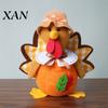 Autumn Home Decor Thanksgiving Plush Turkey Doll, Stuffed Animal Figurine, Soft Plushie Harvest Tabletop Decoration for Desktop Tired Tray Party