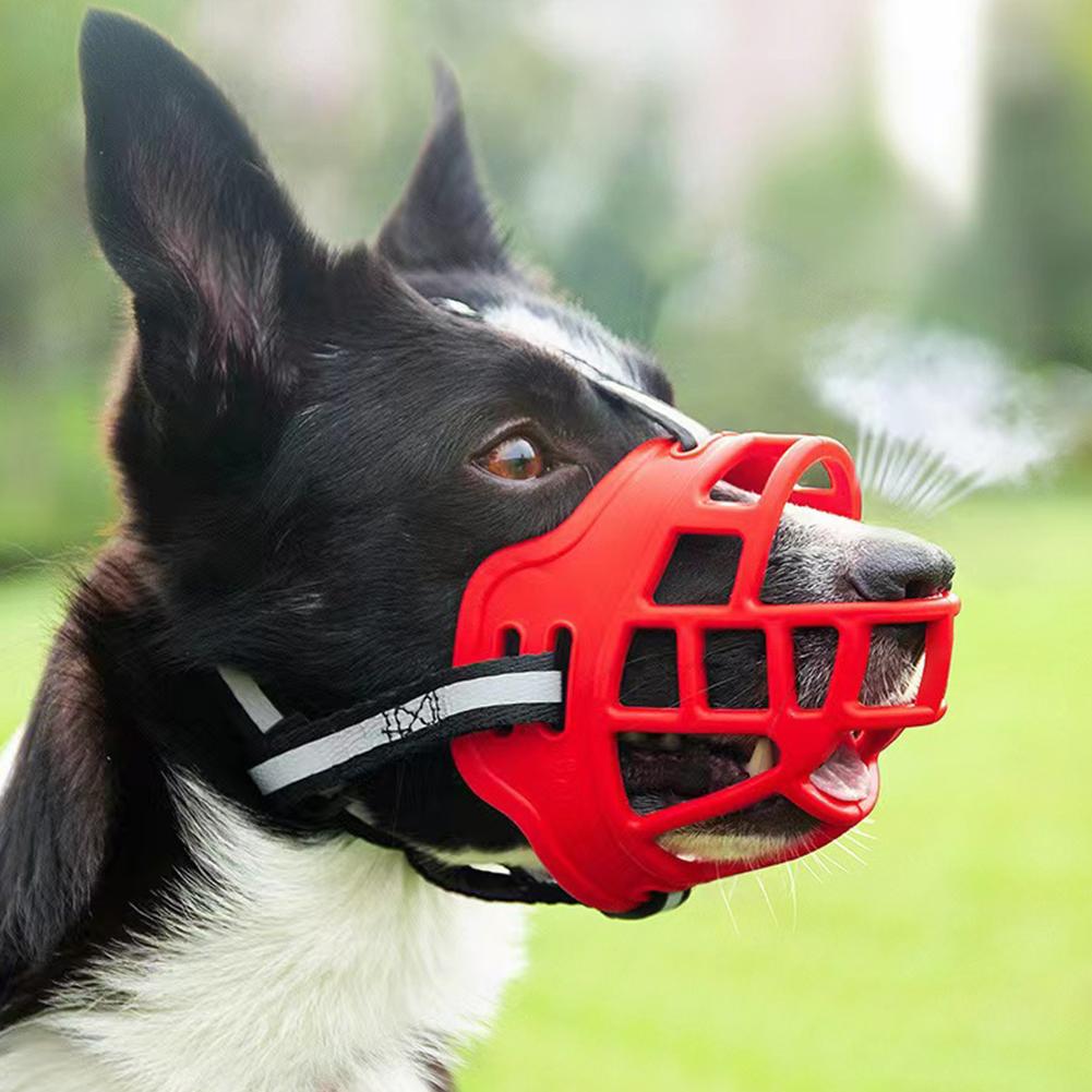 Anti-Biting Dog Mouth Cover With Reflective Strip Adjustable Dog Muzzle Anti-barking Mask Soft Rubber Can Drink Water Dog Accessories