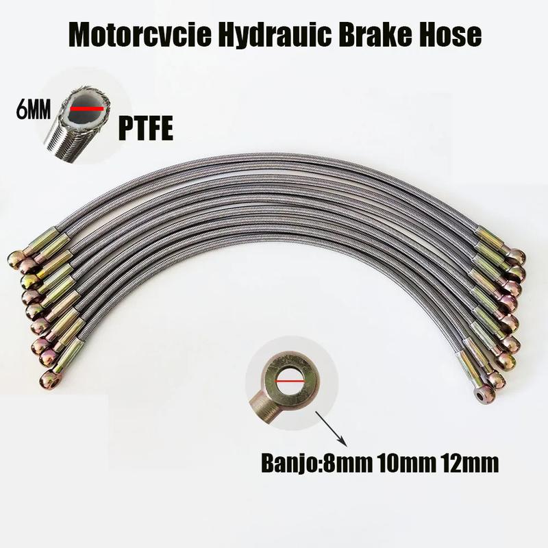 0-90° PTFE Öl-Pipeline-Schlauch 8~10~12mm Hohlanschluss 30-500CM Geflochtene Kraftstoffölleitung Hohe Temperaturbeständigkeit Motorrohr