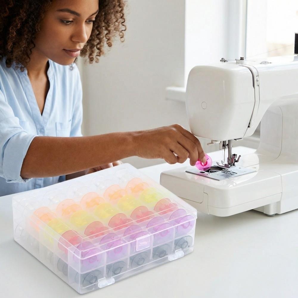 50Pcs Sewing Tool Plastic Sewing Bobbins Colorful 50pcs Sewing Spools Universal Bobbins Set Household