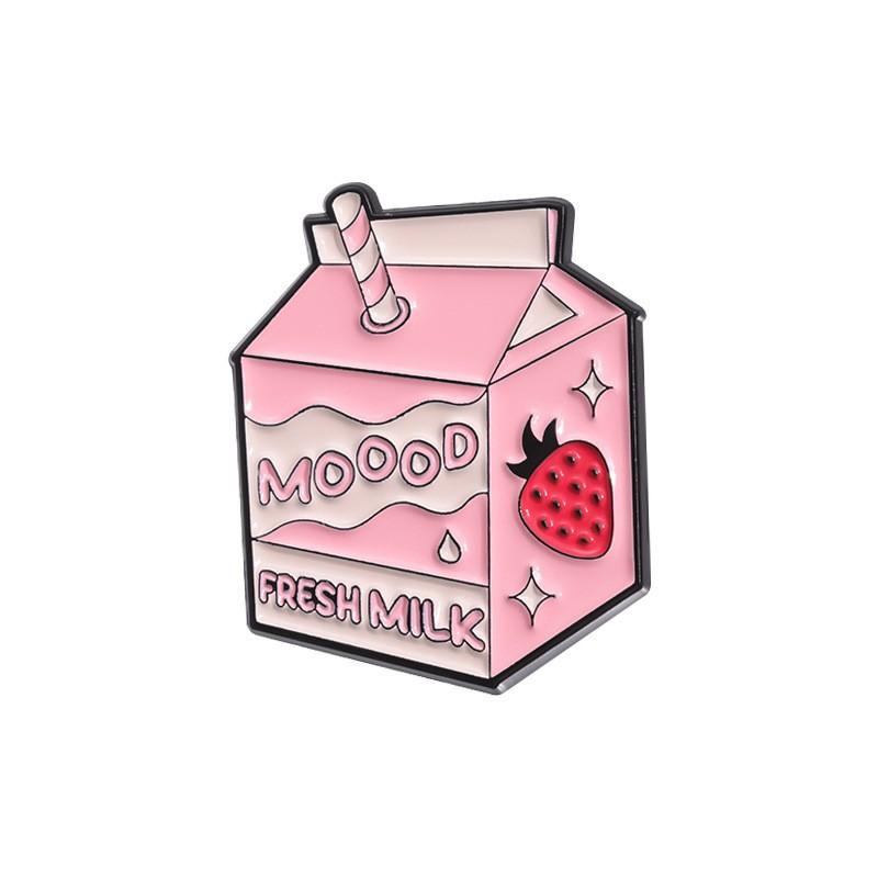 Milk Box Stylish Brooches Creative Alloy Pins For Trendy Men And Women Perfect For Summer 2024 Fashion