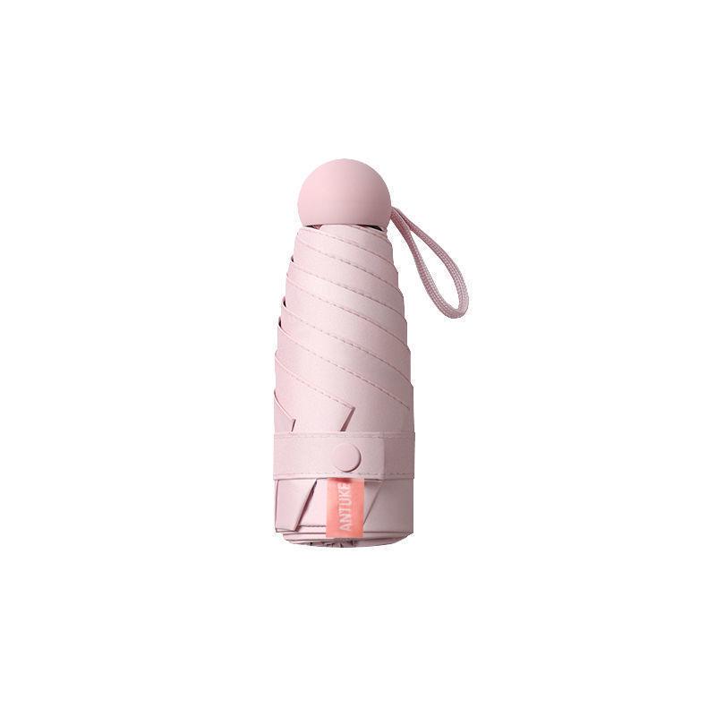 Women's Compact Capsule Umbrella: Portable Sunshade & Rain Protection, Anti-UV, Mini Five-Fold Design, Dual-Use for Sun & Rain.