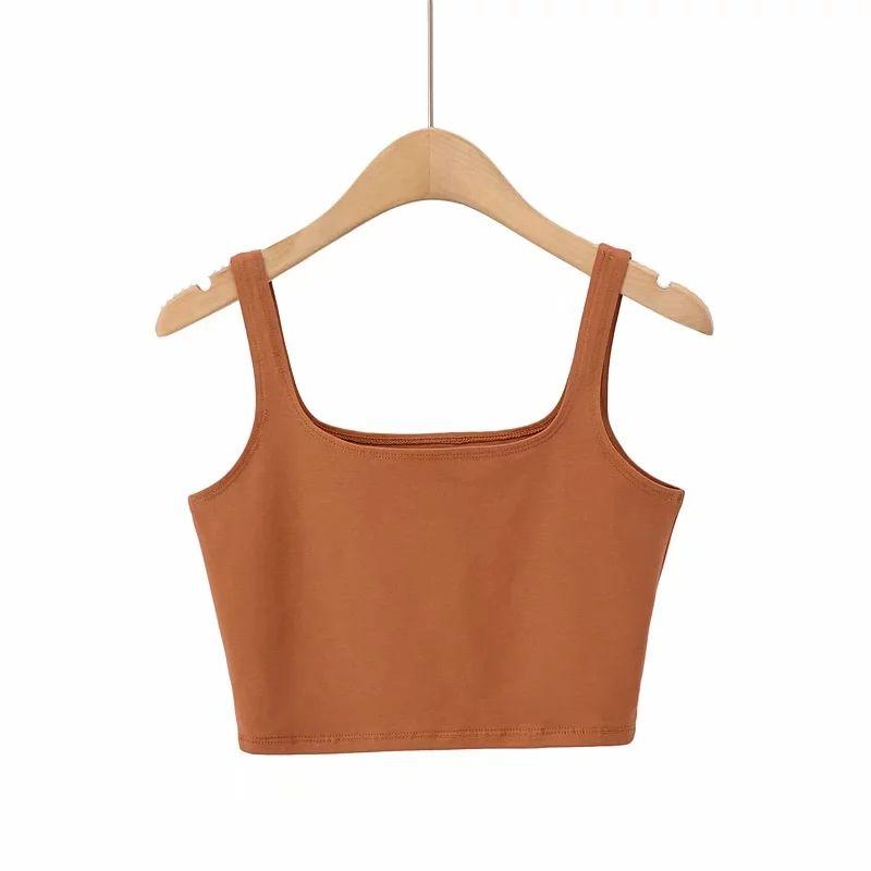 

European Station Ins Slim Fit Slimming Spaghetti Straps Vest Coral Color S
