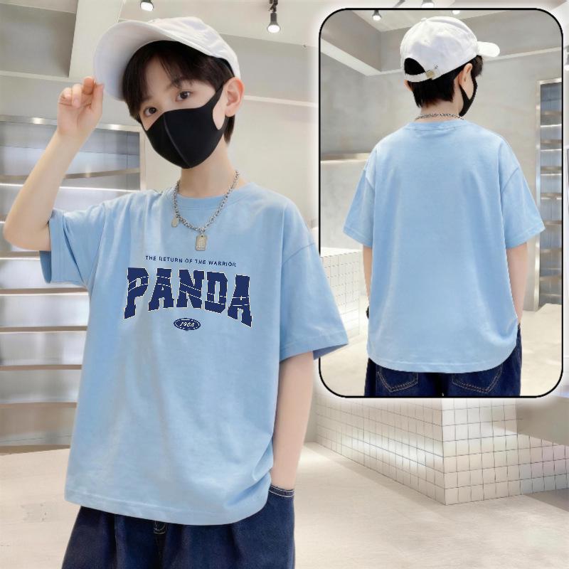 

Boys Trendy Summer Cotton T-shirt with Letter Print - Children s Casual Short Sleeve Top 2026. Medium-Small (40-50 lbs)