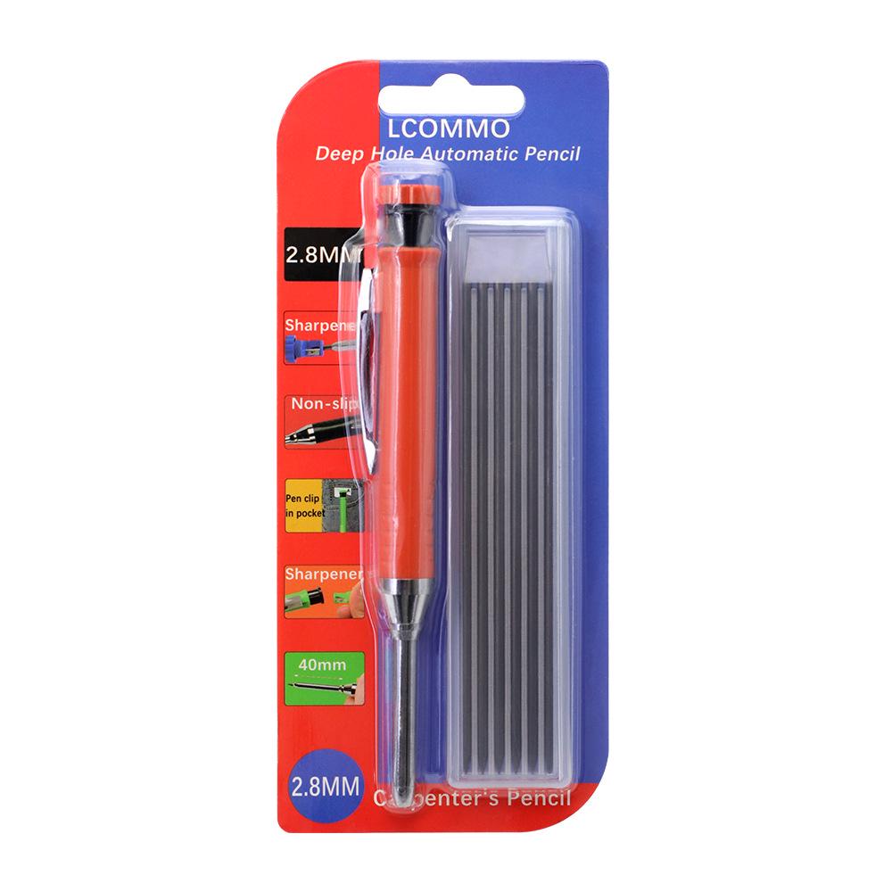 Professional Long-Head Metal Woodworking Pencil with 2.8mm Graphite Lead