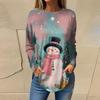 Tee Shirts For Women Casual Round Neck Long Sleeve Shirts Christmas Printing Top Pullover