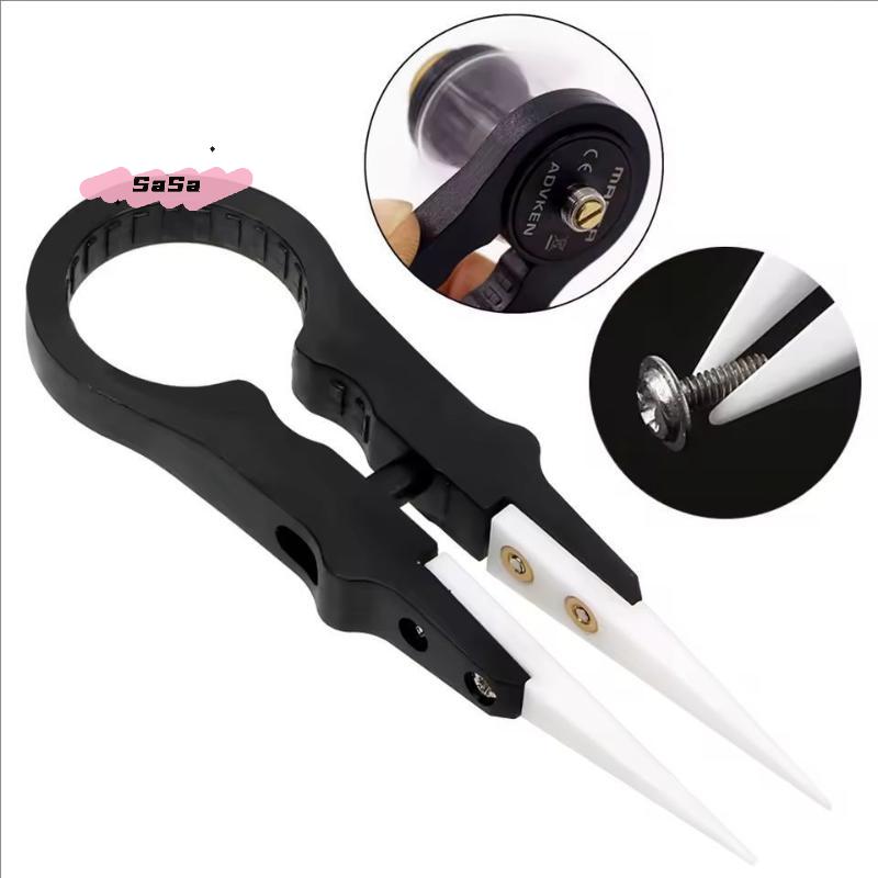 1/2Pcs Metal Ceramic Tipped Tweezers Ceramic Tips Heat Pointed Resistant Heat Resistant Tweezer Fine Pointed Tip