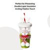 Christmas Cup With Lid And Straw 420ml Winter Holiday Travel Mug Double Wall Travel Coffee Mug For Women Men Kids Adults