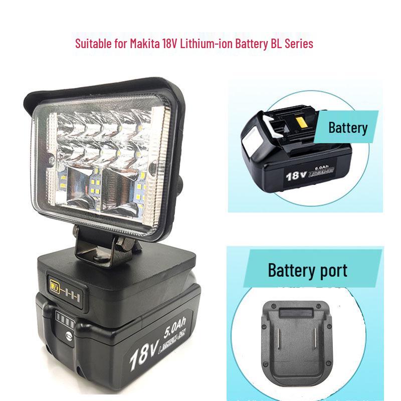 18V Lithium Battery with LED Flashlight for Bosch, DeWalt, Milwaukee, Makita