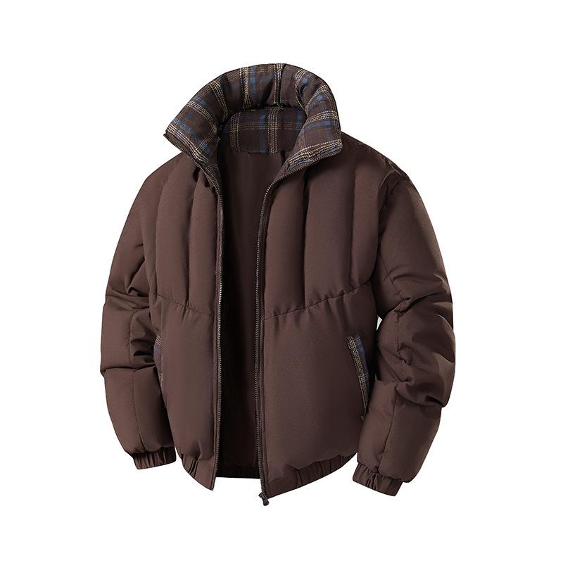 Winter Cotton Padded Jacket for Men, Warm Standing Collar, Bread Jacket, Cotton Coat, Casual Loose Jacket
