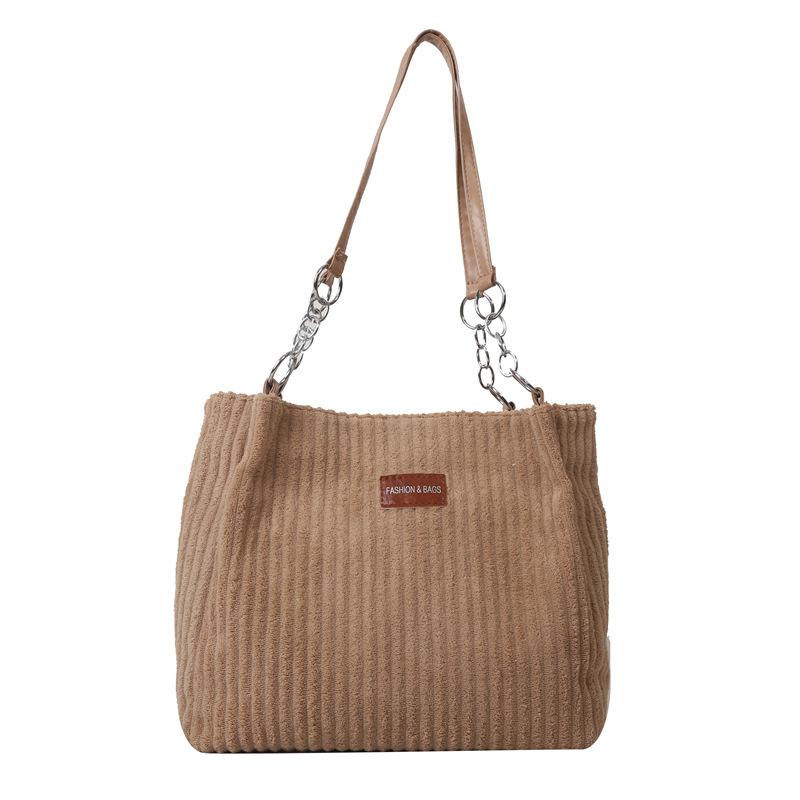 Große, geräumige Cord-Wintertasche, lässig, schlicht und tragbar, Schultertasche