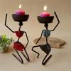 Wrought Iron Candlestick African Woman Style Candlestick Metal Candle Holder Sconce Home Decor Table Art Craft Decorations