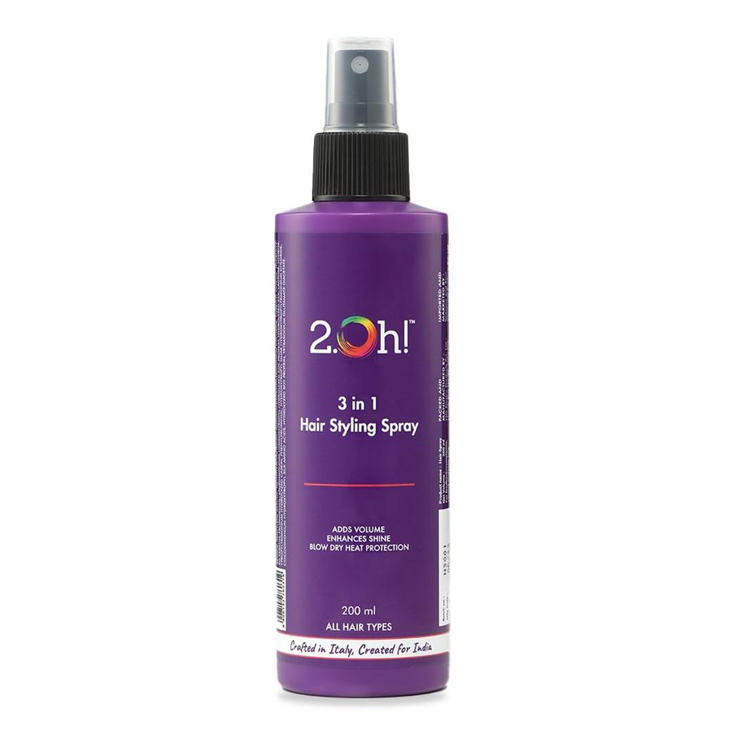 2.Oh! Italian 3-in-1 Hair Styling Spray | Heat Protectant | Volumizer | With Panthenol and Proteins | No Residue Shine Spray | Natural Hold for Men
