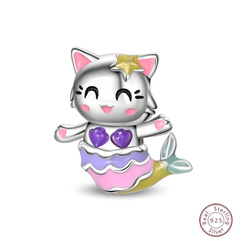 Copper Firefly Cute Cats And Dogs Beaded Pendant Suitable For Original Charms Bracelet Diy Exquisite Women Jewelry