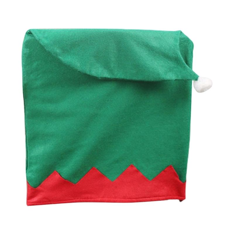 

Christmas Dining Chair Back Cover With Santa Hat Chair Slipcovers Protectors for Christmas Party Decoration зелений