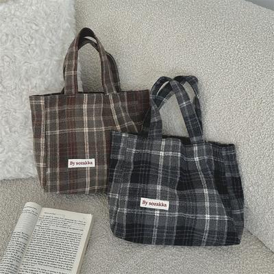 11 New Plaid Bag In Autumn and Winter, Lazy Retro Handbag, Large-capacity Commuting To Work Handbag