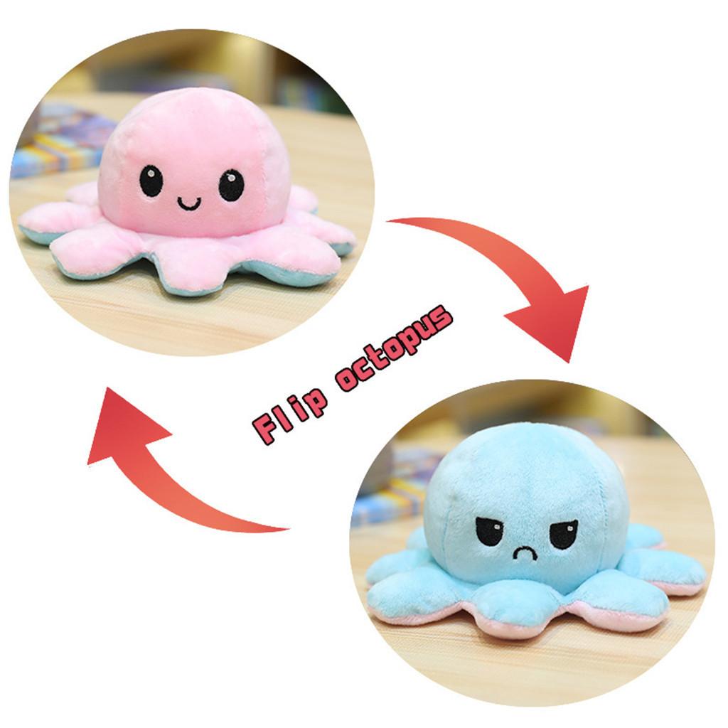 Octopu Doll Oboustranná flip Octopu Plyšová hračka pro děti Dětský narozeninový dárek