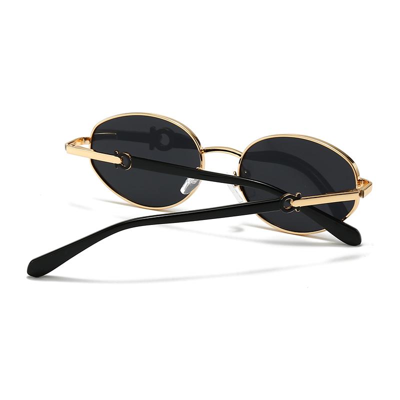 Cross-Border European and American Metal Framed Sunglasses Trendy Street Style Sunglasses for Men Modern Charm Retro Oval Sunglasses for Women 1439